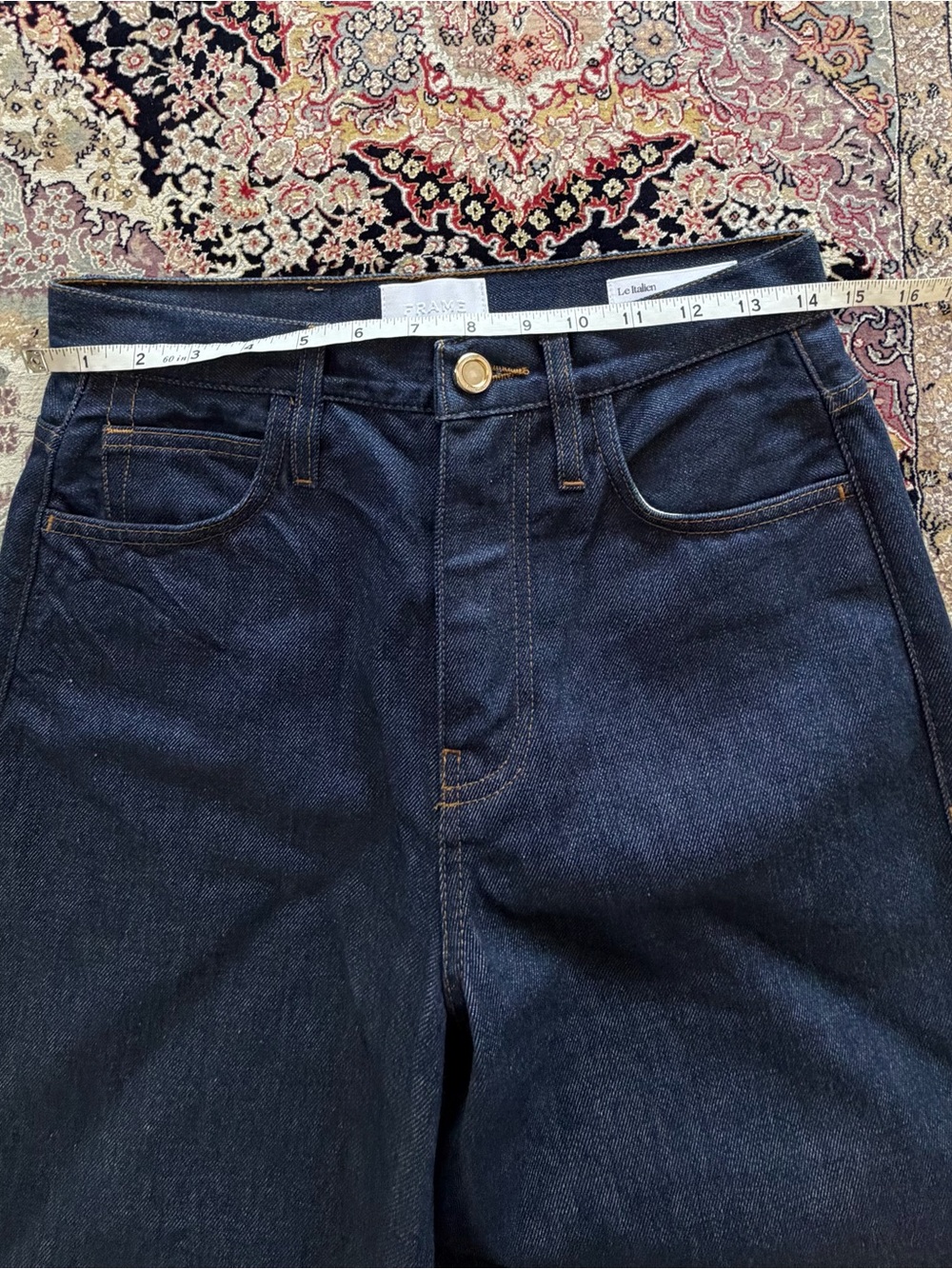 FRAME Le Italien Barrel Jeans Rinse Dark Wash Cotton Denim Size 26 - Picture 9 of 12